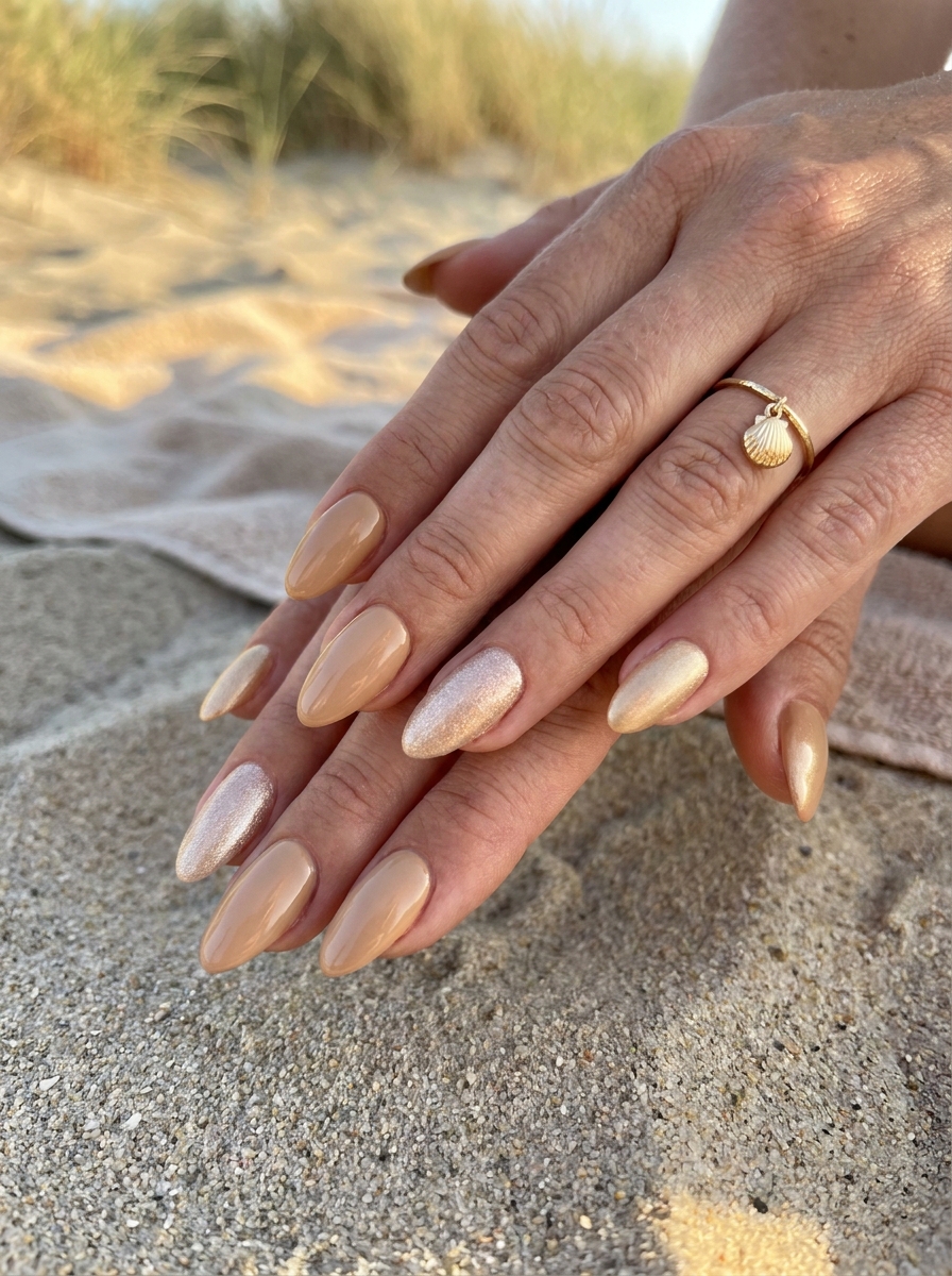 Beach Sand Shimmer Nails